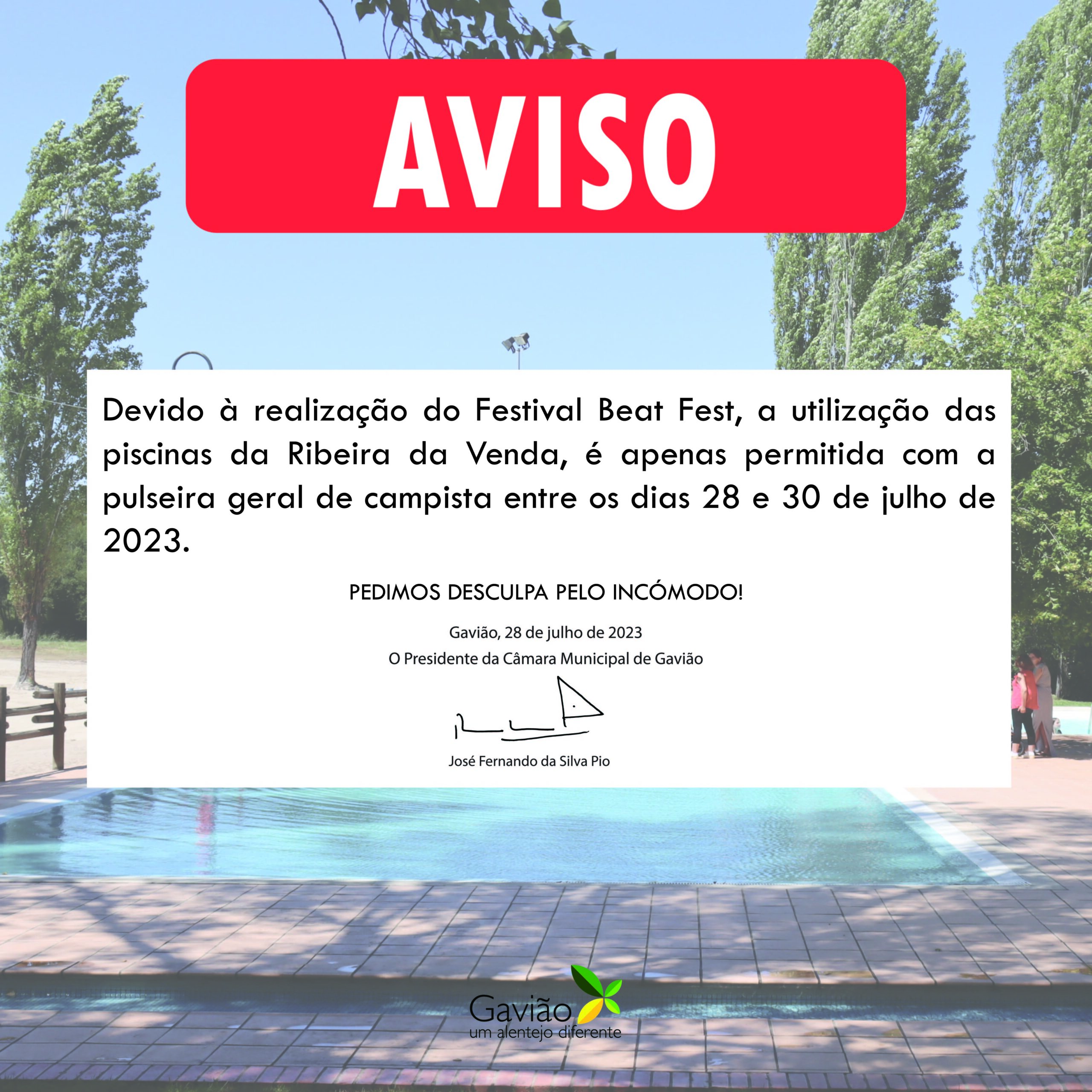 Aviso – Ribeira da Venda