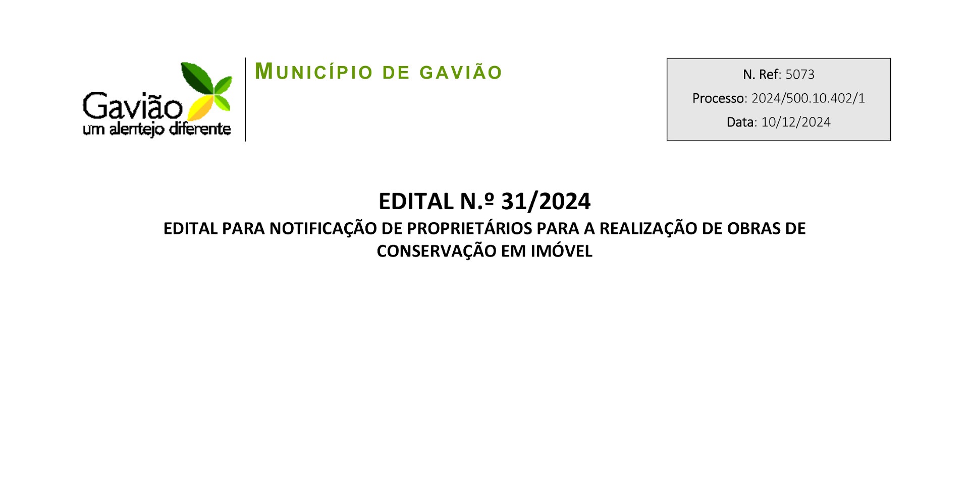 EDITAL Nº 31 de 2024